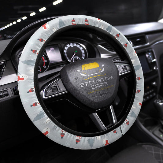 Christmas Car Accessories Steering Wheel Cover Christmas Snowmen Pattern