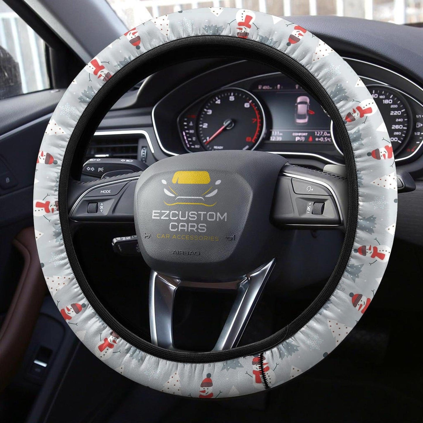 Christmas Car Accessories Steering Wheel Cover Christmas Snowmen Pattern