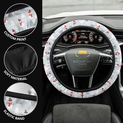 Christmas Car Accessories Steering Wheel Cover Christmas Snowmen Pattern