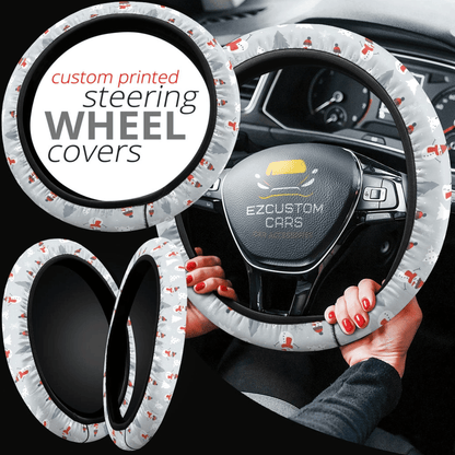 Christmas Car Accessories Steering Wheel Cover Christmas Snowmen Pattern