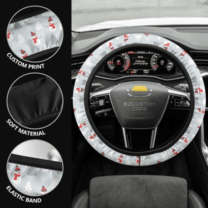 Christmas Car Accessories Steering Wheel Cover Christmas Snowmen Pattern