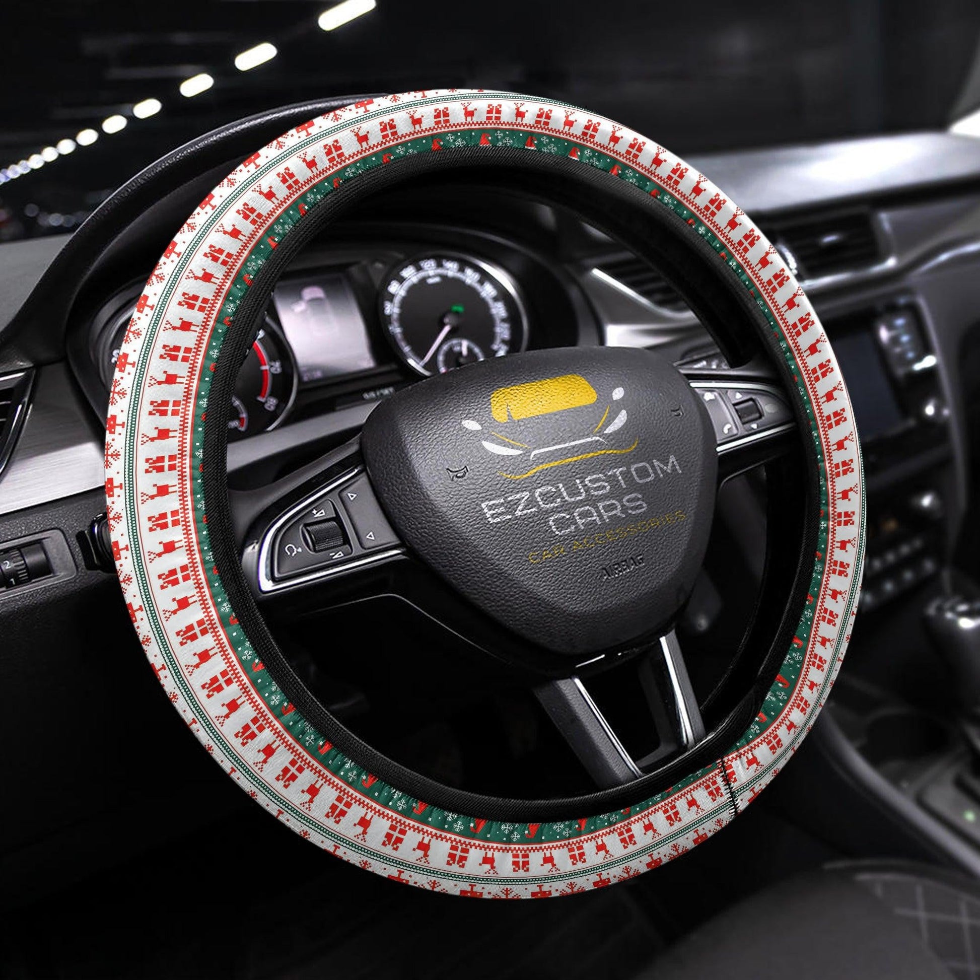 Christmas Car Accessories Steering Wheel Cover Knitted Christmas Pattern