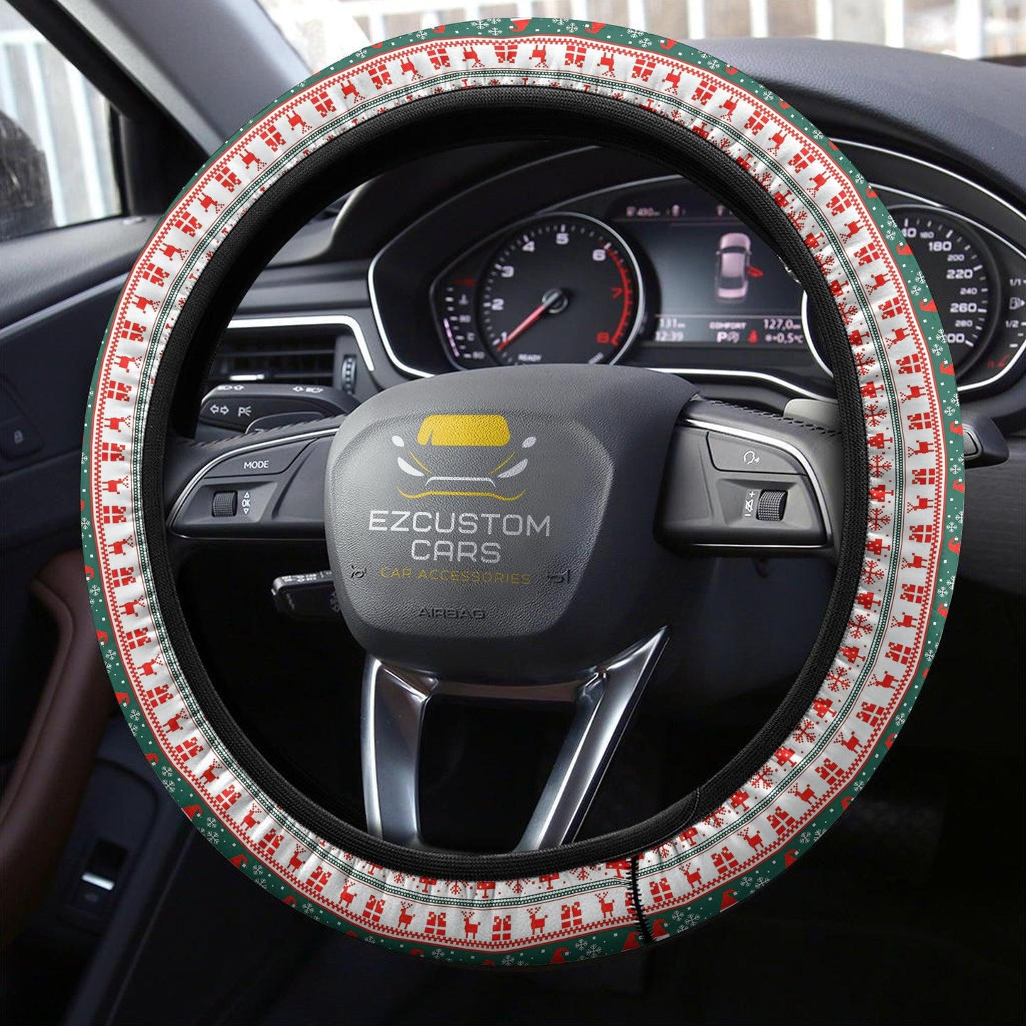 Christmas Car Accessories Steering Wheel Cover Knitted Christmas Pattern