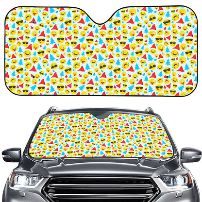 Christmas Emoji Pattern Print Car Windshield Sun Shade