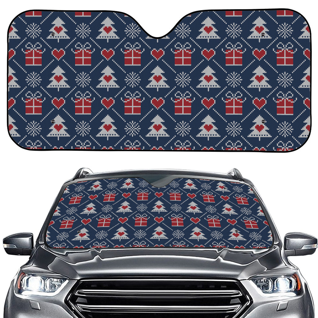 Christmas Gift Knitted Pattern Print Car Windshield Sun Shade