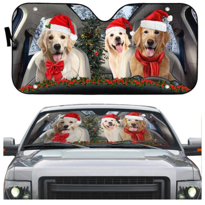 Christmas Golden Retriever Custom Car Auto Sun Shades Windshield Accessories Decor Gift