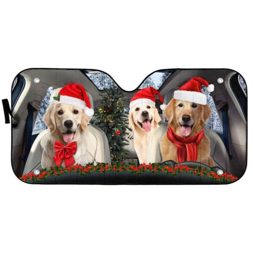 Christmas Golden Retriever Custom Car Auto Sun Shades Windshield Accessories Decor Gift
