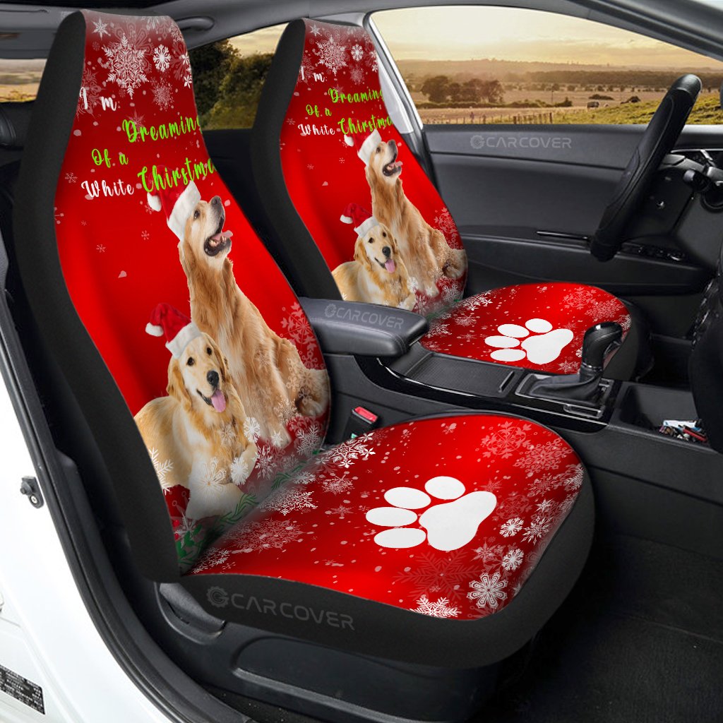 Christmas Golden Retrievers Car Seat Covers Custom Dog Car Interior Accessories