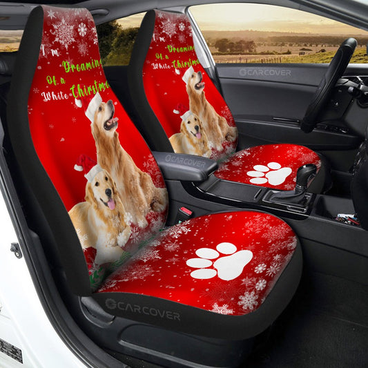 Christmas Golden Retrievers Car Seat Covers Custom Dog Car Interior Accessories