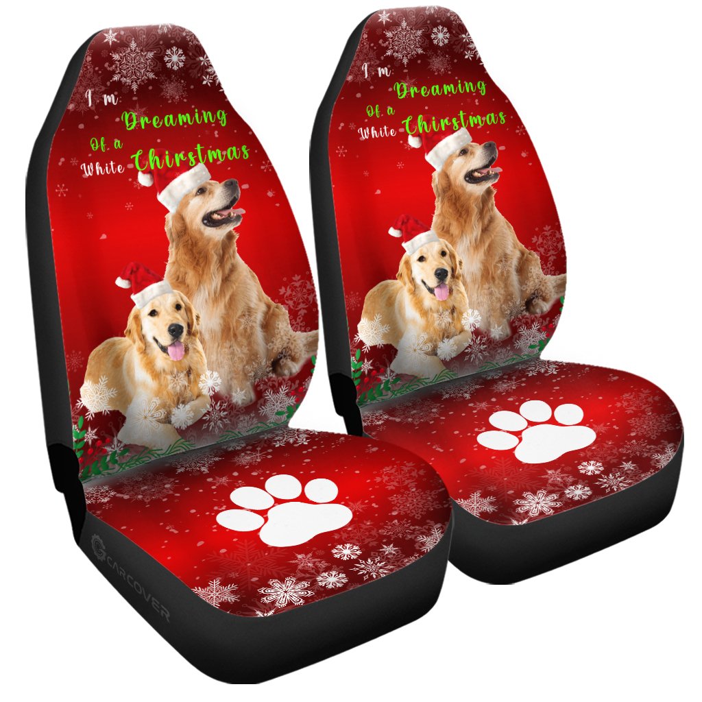 Christmas Golden Retrievers Car Seat Covers Custom Dog Car Interior Accessories