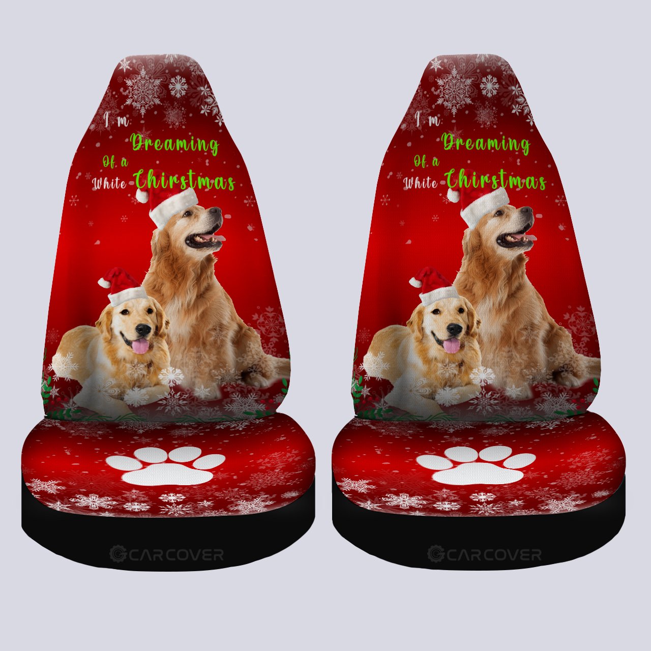 Christmas Golden Retrievers Car Seat Covers Custom Dog Car Interior Accessories