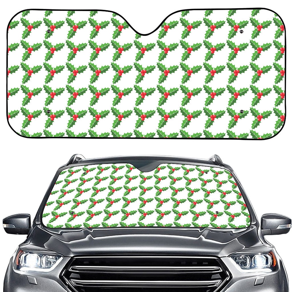 Christmas Holly Berry Pattern Print Car Windshield Sun Shade