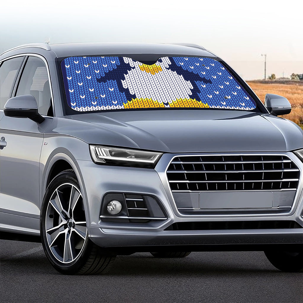 Christmas Penguin Knitted Print Car Windshield Sun Shade