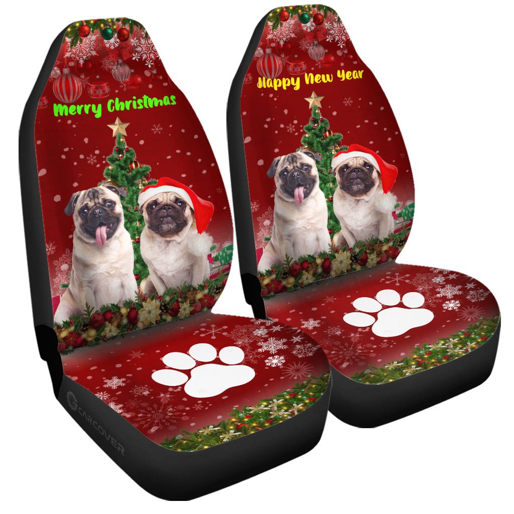 Christmas Pugs Car Seat Covers Custom Car Interior Accessories