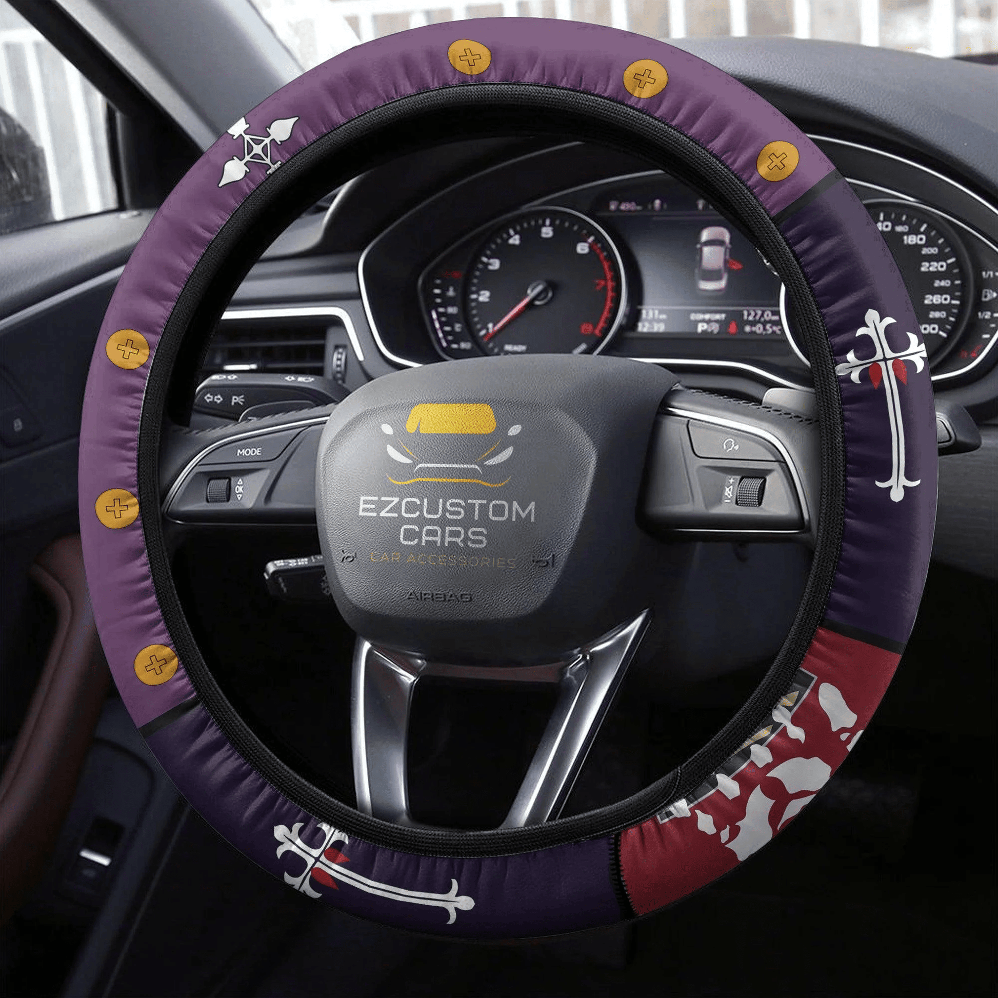 Chrollo Lucifer Anime Steering Wheel Cover Custom Anime Hunter x Hunter Car Accessories