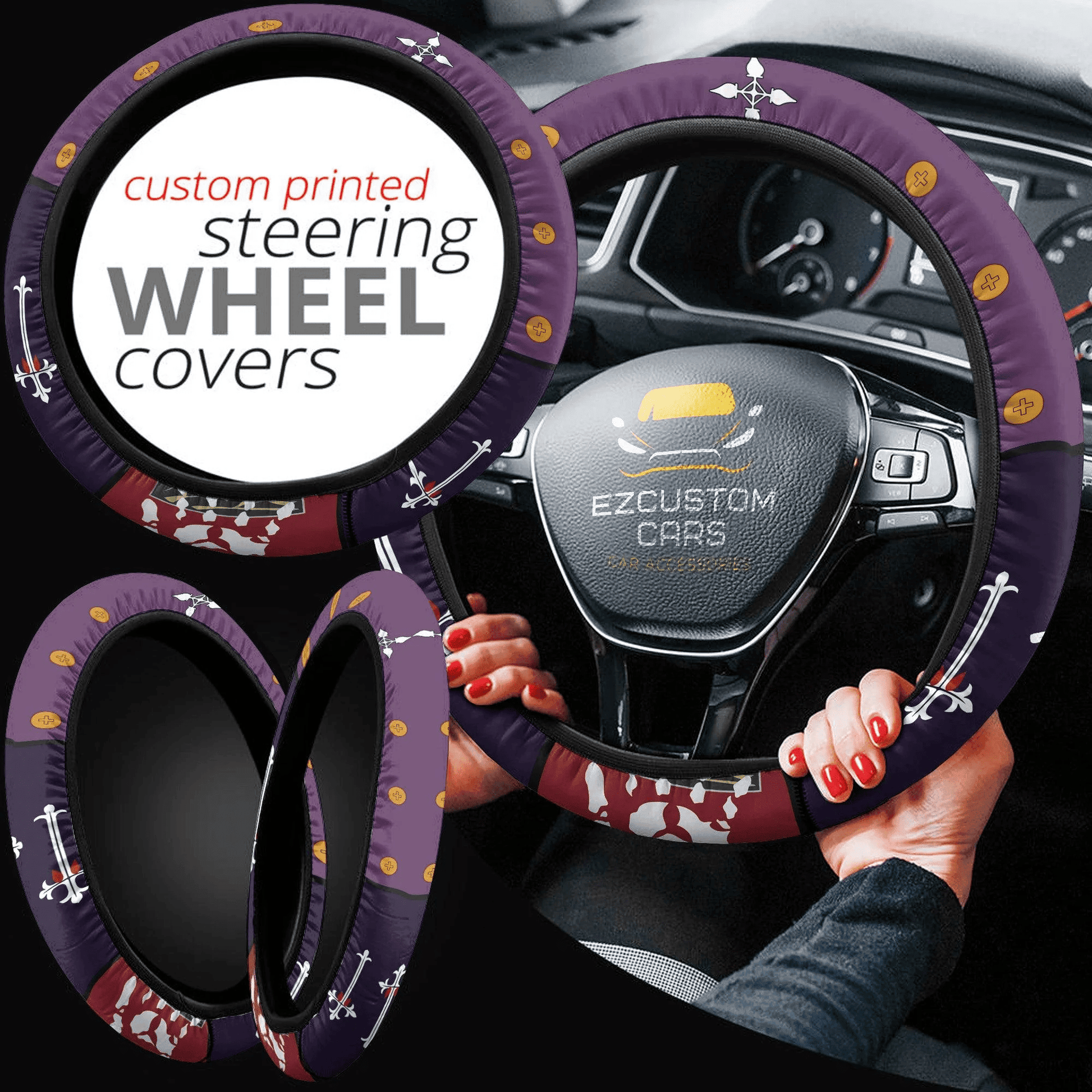 Chrollo Lucifer Anime Steering Wheel Cover Custom Anime Hunter x Hunter Car Accessories