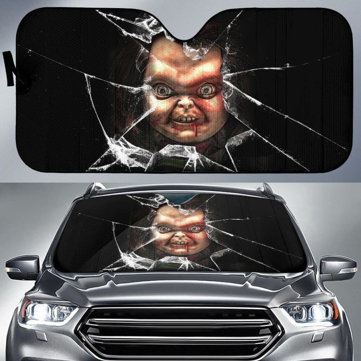 Chucky Car Auto Sun Shade Horror Broken Glass Style Windshield Universal Fit 174503