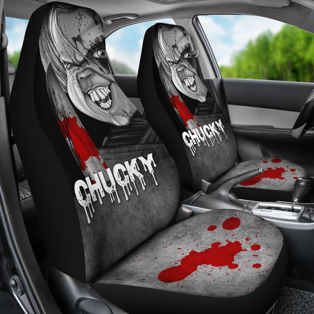 Chucky Face Blood Horror Halloween Car Seat Covers Chucky Horror Film Car Accesories Ci091521