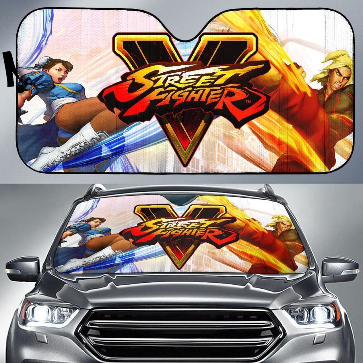 Chun-Li Vs Ken Street Fighter Car Sun Shade For Gamer Mn05 Universal Fit 111204