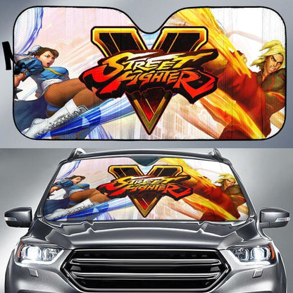 Chun-Li Vs Ken Street Fighter Car Sun Shade For Gamer Mn05 Universal Fit 111204