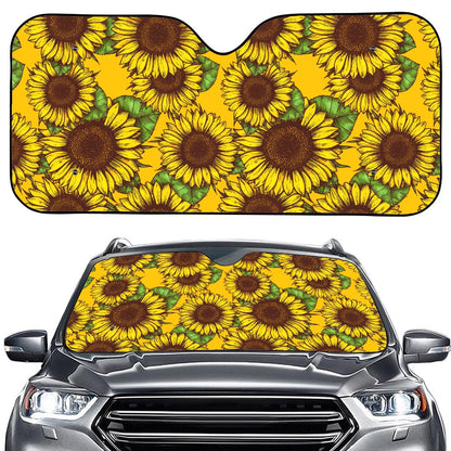 Classic Vintage Sunflower Pattern Print Car Windshield Sun Shade