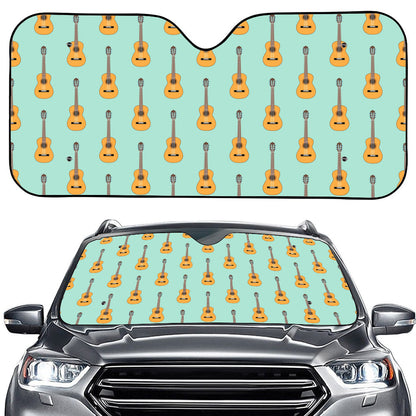 Classical Guitar Pattern Print Car Windshield Sun Shade