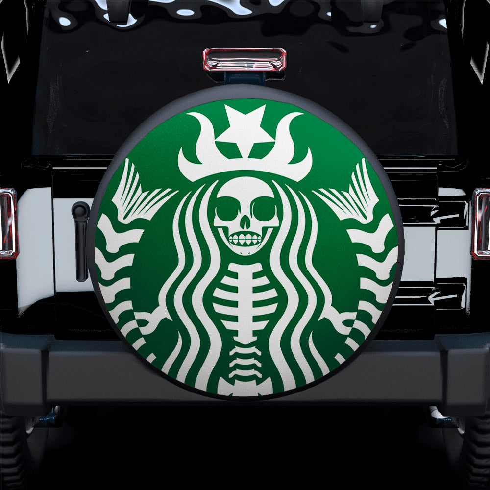 Coffee Frappuccino Mermaid Skull Car Spare Tire Cover