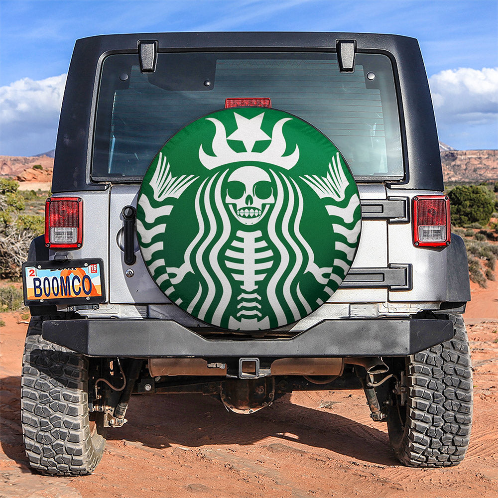 Coffee Frappuccino Mermaid Skull Car Spare Tire Cover