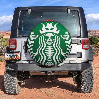 Coffee Frappuccino Mermaid Skull Car Spare Tire Cover