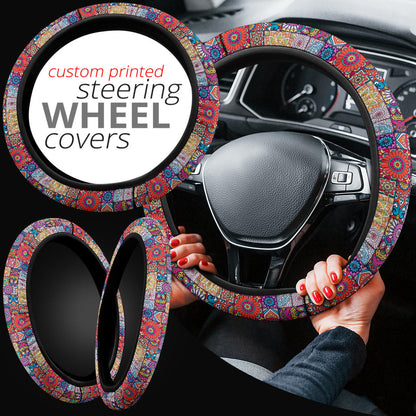 Color Flowers Premium Car Steering Wheel Cover