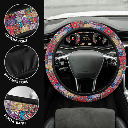 Color Flowers Premium Car Steering Wheel Cover