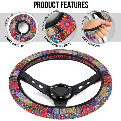 Color Flowers Premium Car Steering Wheel Cover
