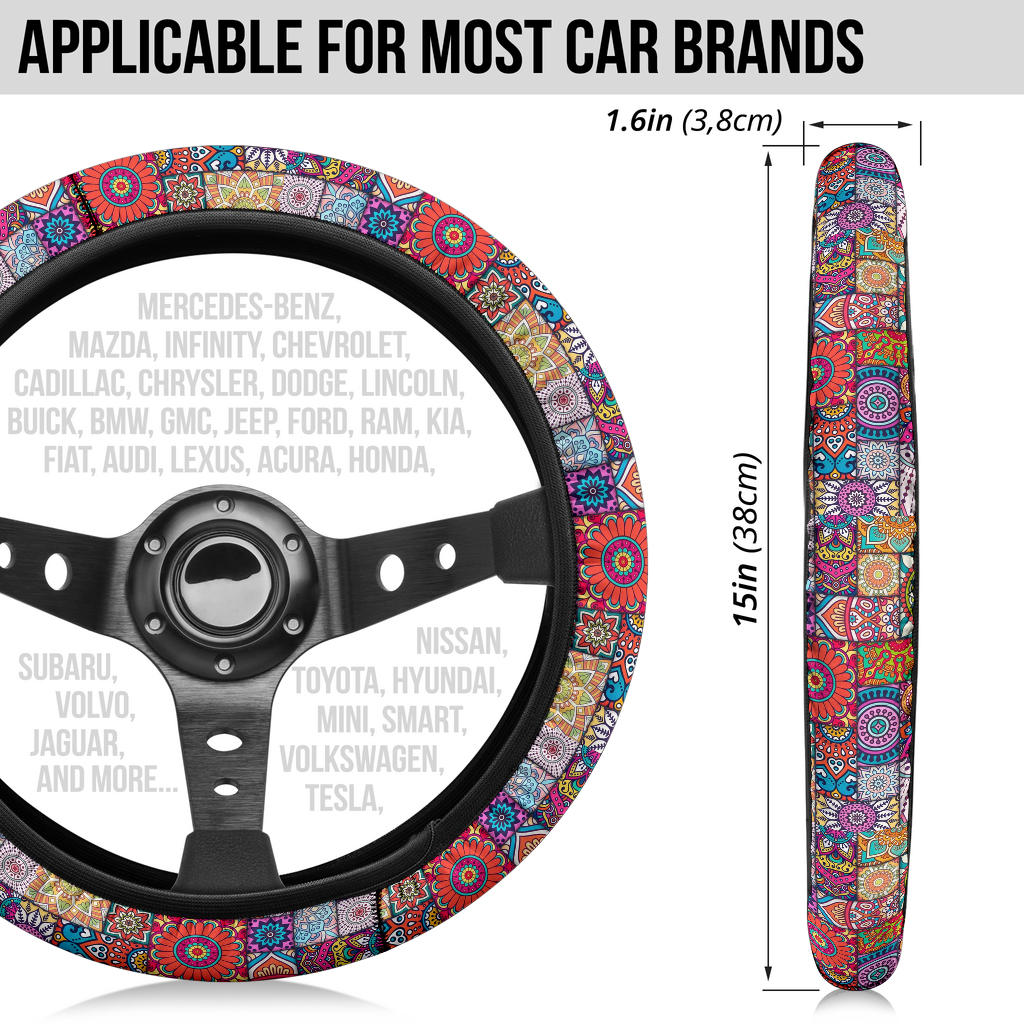 Color Flowers Premium Car Steering Wheel Cover