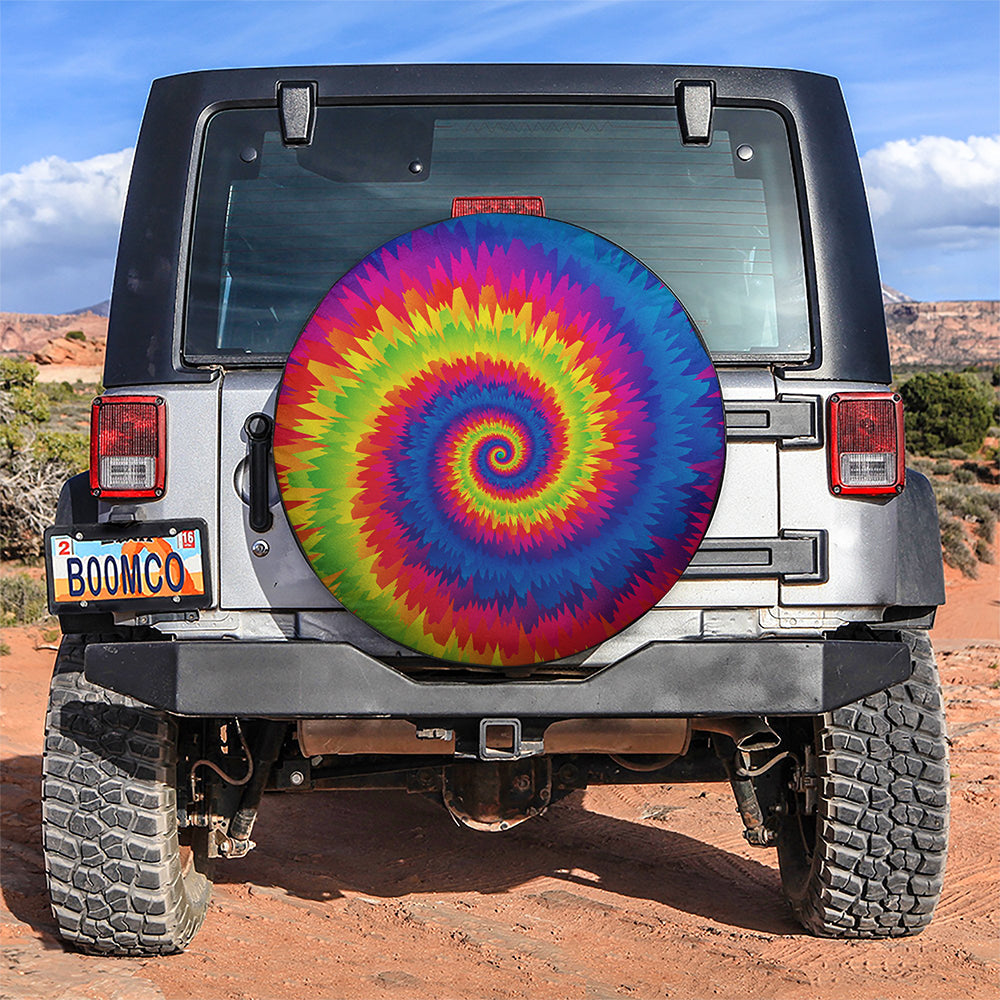Colorful Abstract Tie Dye Jeep Car Spare Tire Cover