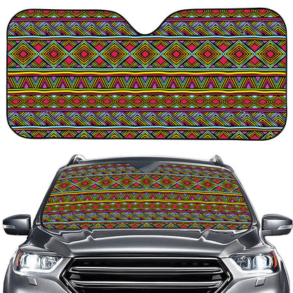 Colorful African Inspired Pattern Print Car Windshield Sun Shade