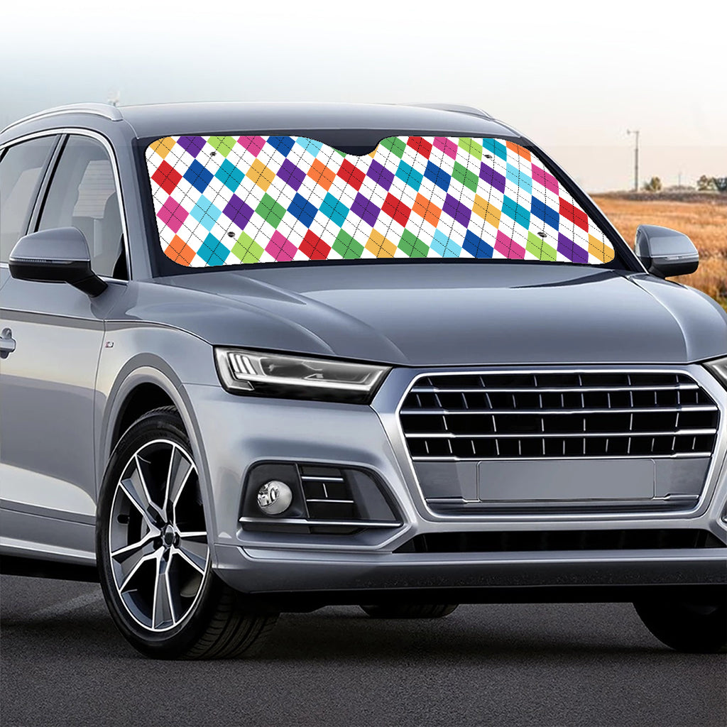 Colorful Argyle Pattern Print Car Windshield Sun Shade