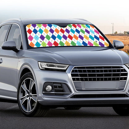 Colorful Argyle Pattern Print Car Windshield Sun Shade