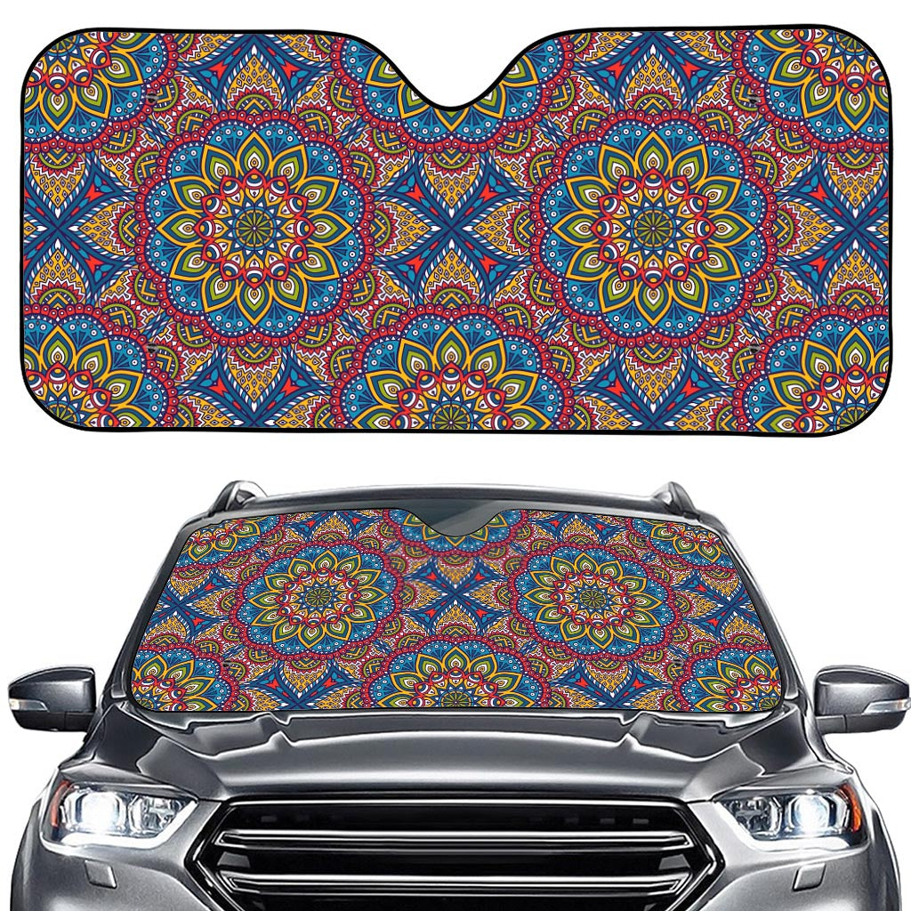 Colorful Bohemian Mandala Pattern Print Car Windshield Sun Shade