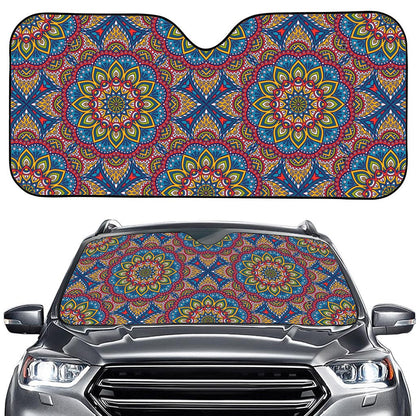 Colorful Bohemian Mandala Pattern Print Car Windshield Sun Shade