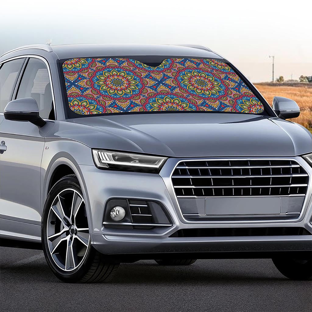 Colorful Bohemian Mandala Pattern Print Car Windshield Sun Shade