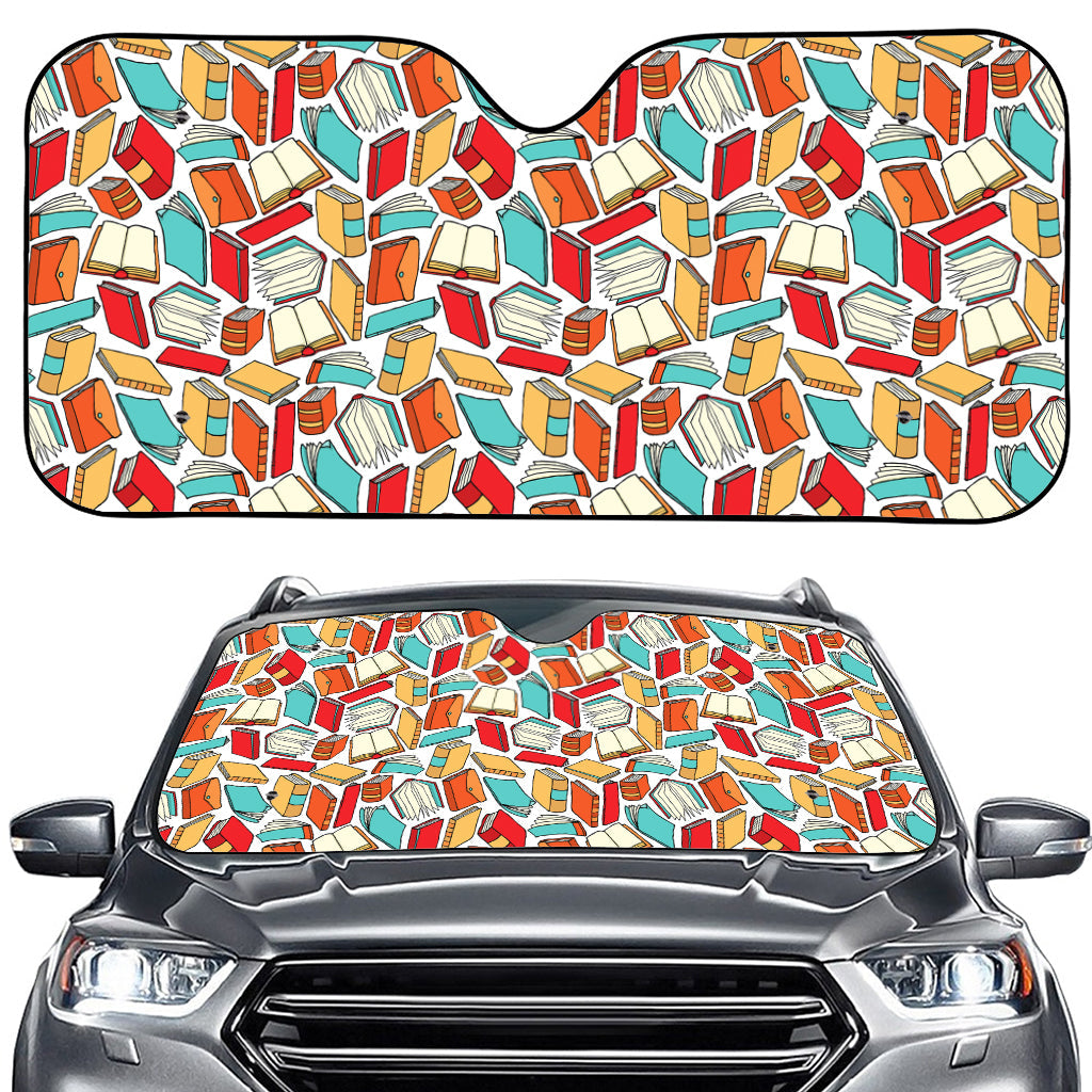 Colorful Books Pattern Print Car Windshield Sun Shade