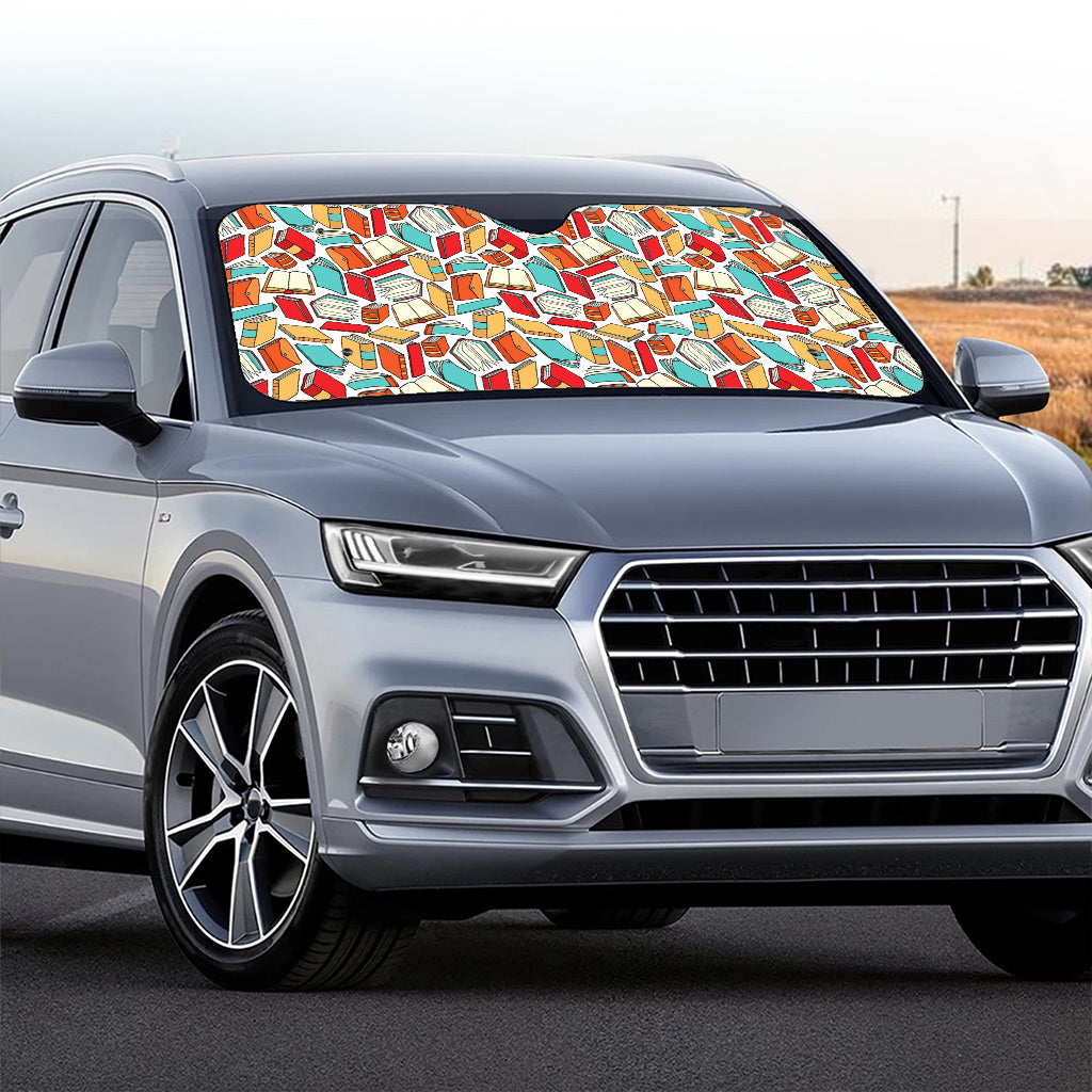 Colorful Books Pattern Print Car Windshield Sun Shade
