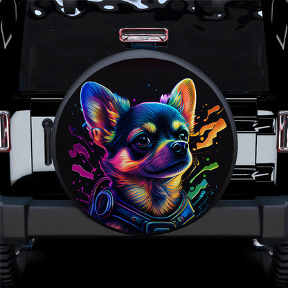 Colorful Chihuahua Dog Pet Portrait Jeep Car Spare Tire Cover
