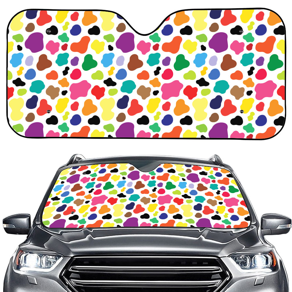 Colorful Cow Pattern Print Car Windshield Sun Shade