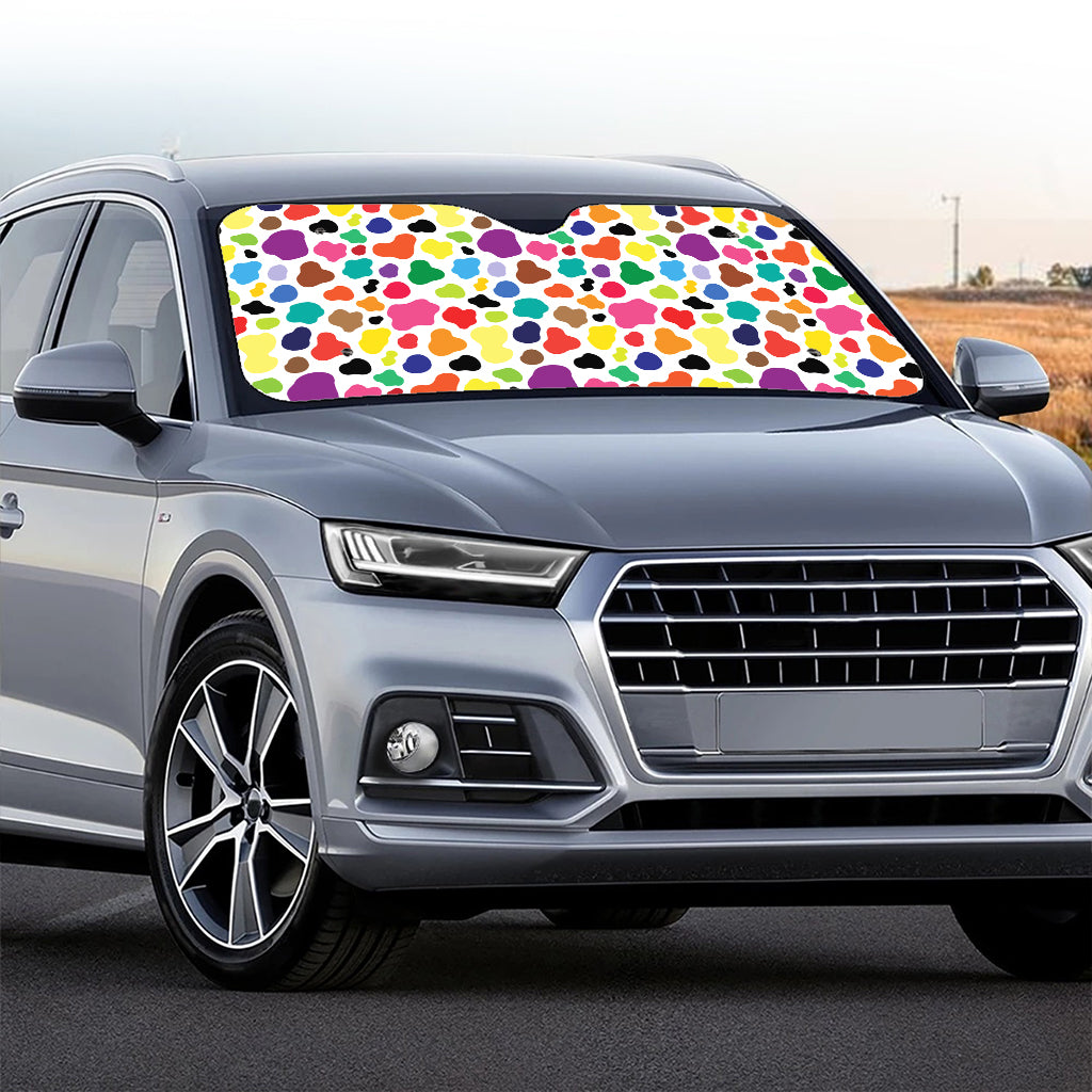 Colorful Cow Pattern Print Car Windshield Sun Shade
