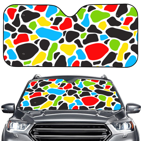 Colorful Cow Print Car Windshield Sun Shade