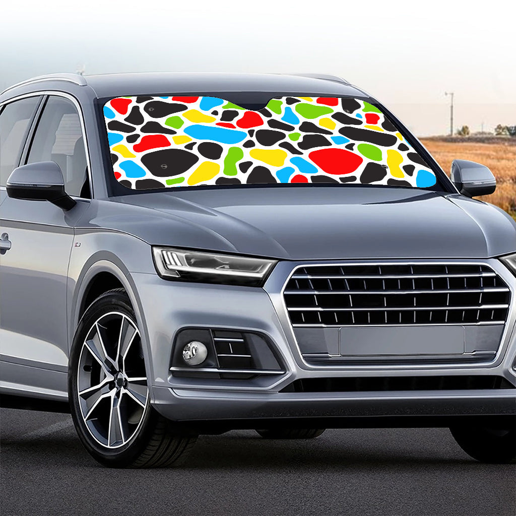 Colorful Cow Print Car Windshield Sun Shade