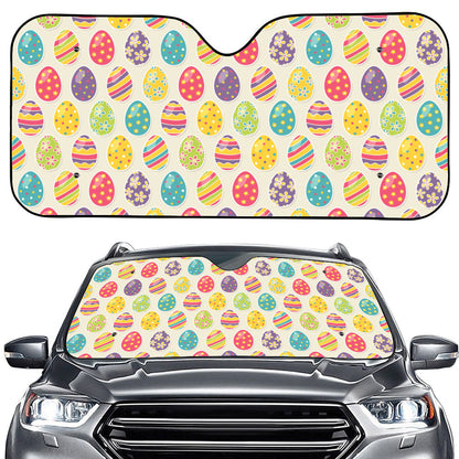 Colorful Cute Easter Eggs Pattern Print Car Windshield Sun Shade