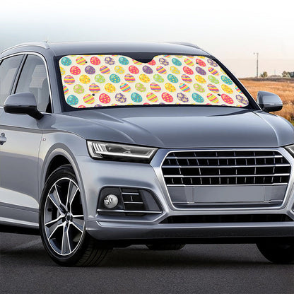 Colorful Cute Easter Eggs Pattern Print Car Windshield Sun Shade