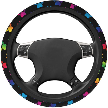 Colorful Dog Paw Premium Car Steering Wheel Cover